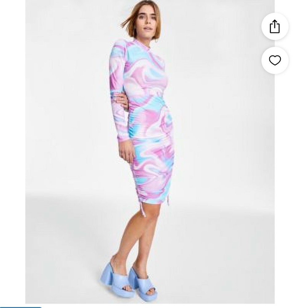 Bar III Women's Pink and Blue Swirl Dress